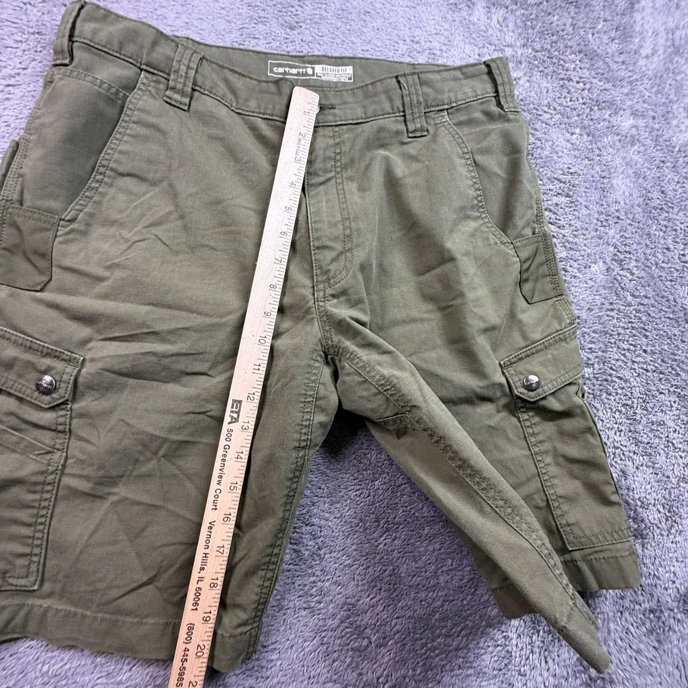 Carhartt Rugged Flex Canvas Relaxed Fit Cargo Shorts Men 36 Olive Green Workwear